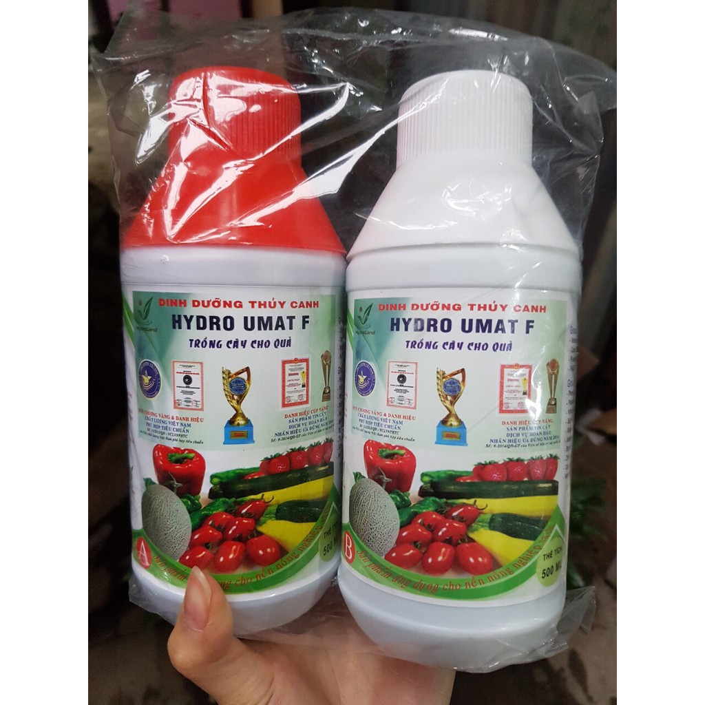 Cặp dung dịch dinh dưỡng thủy canh Hydroumat cho củ quả, cam kết hàng đúng mô tả, chất lượng đảm bảo an toàn đến sức khỏe người sử dụng