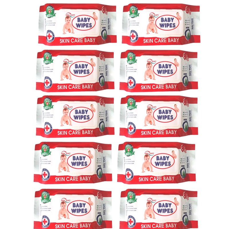 Combo 10 bịch khăn giấy ướt Baby Wipes (bịch lớn) - 80 - Có Mùi