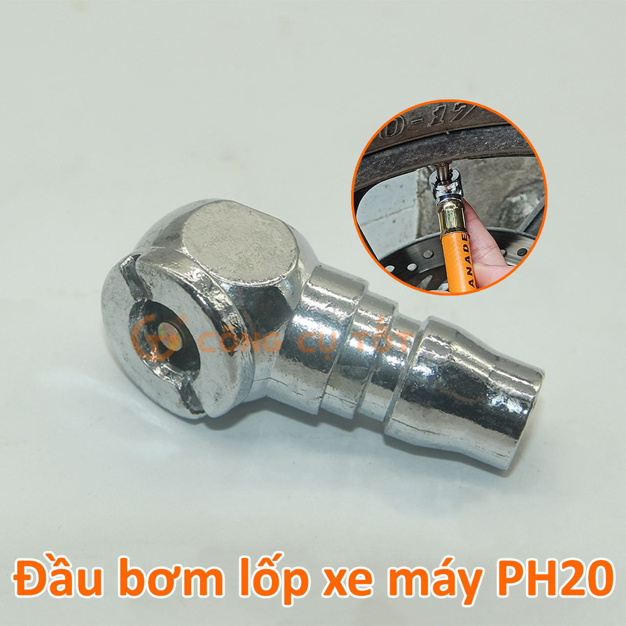 Đầu bơm lốp xe máy thay nhanh PH20
