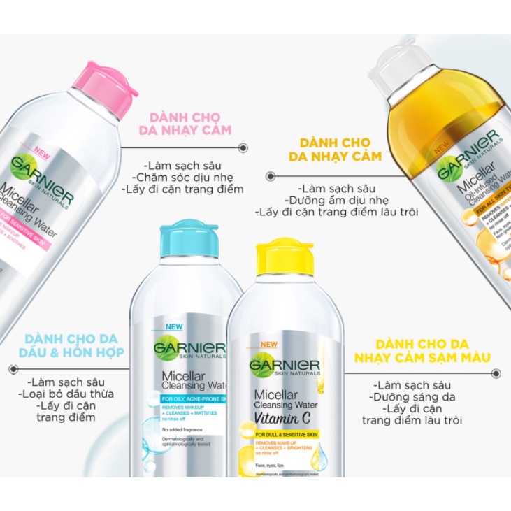 Nước Tẩy Trang Garnier Micellar Cleansing Water Pháp 400Ml