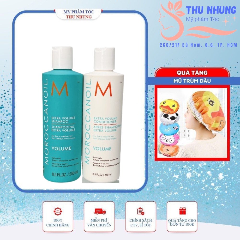 [+Tặng mũ trùm] Dầu gội xả làm phồng tóc Moroccanoil Extra Volume shampoo Conditioner 250ml