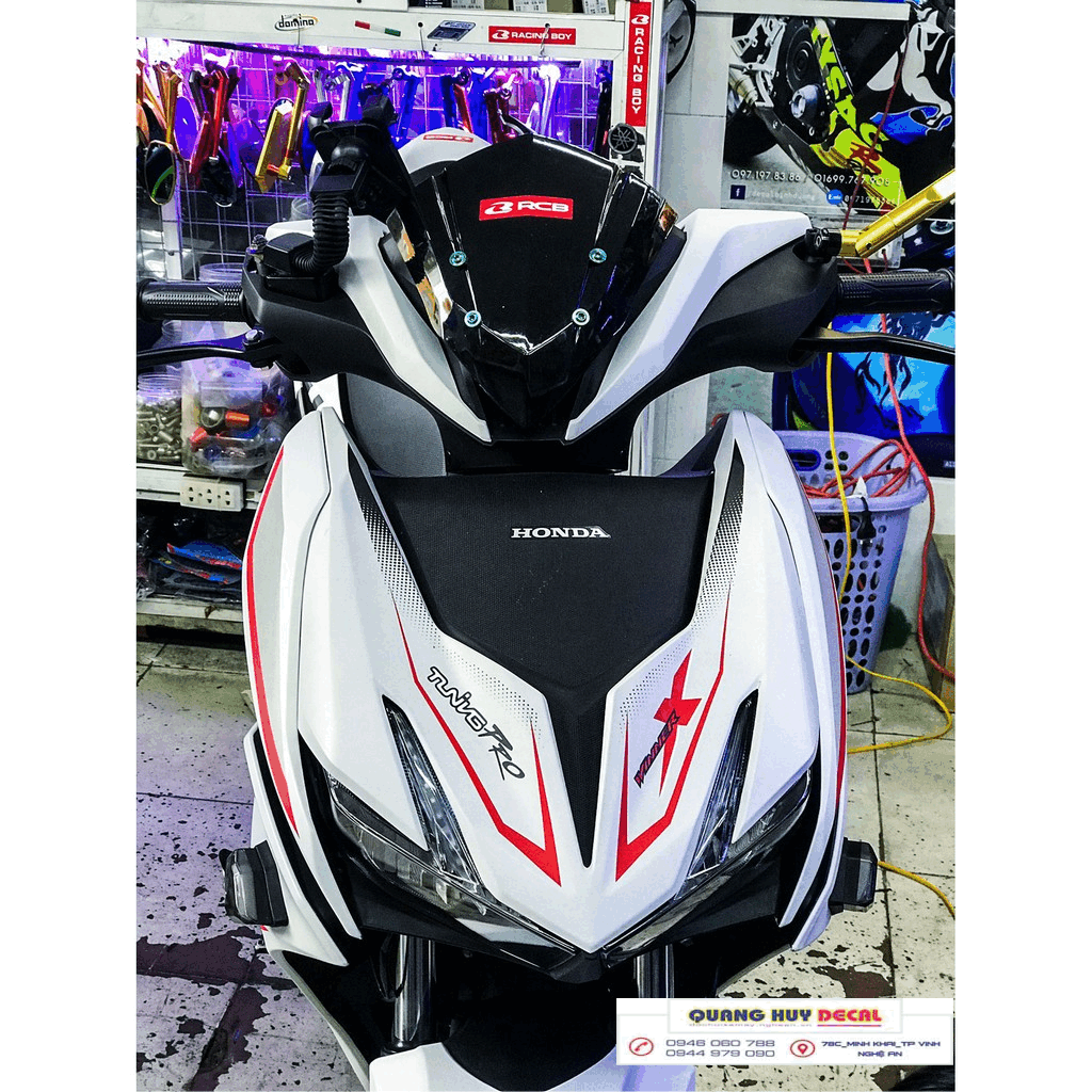 Tem TRÙM PHỦ xe  winner X trắng đỏ chế đẹp- Tem  dán xe máy winner X thiết kế theo yêu cầu - tem xe winner X trắng đỏ độ chế đẹp và rẻ chất