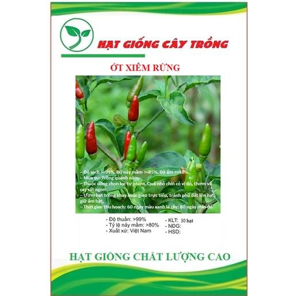 Hạt giống ớt thóc (ớt xiêm rừng) - 1 gói 30 hạt