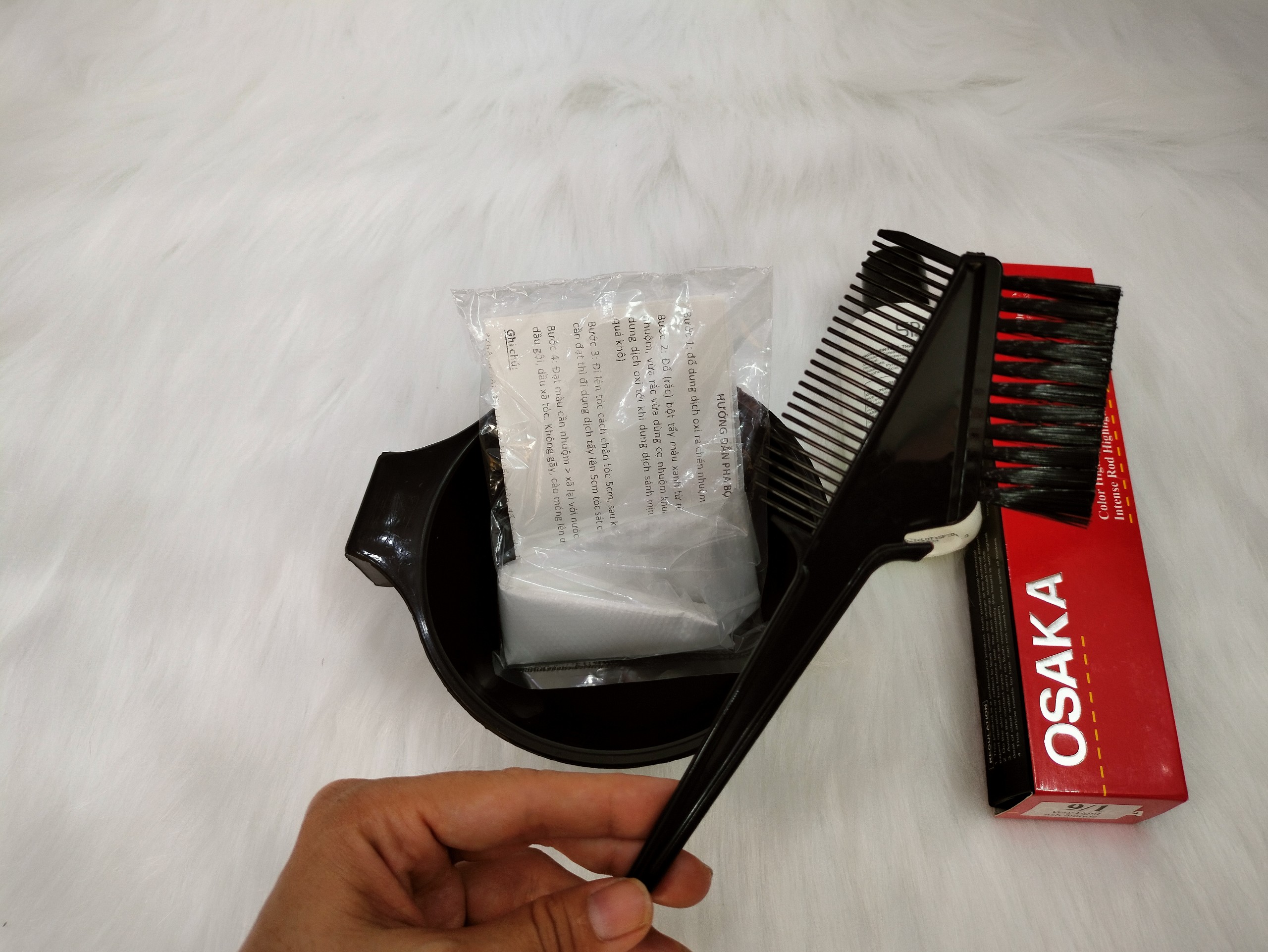 Combo nhuộm Osaka, oxy, chén, lược, bao tay