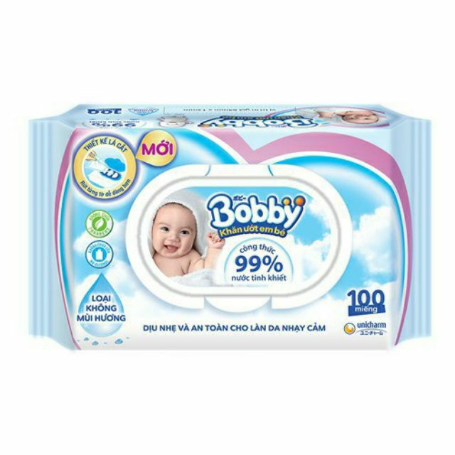 Date 2025-  Combo 4 Khăn ướt Bobby 100 tờ không mùi