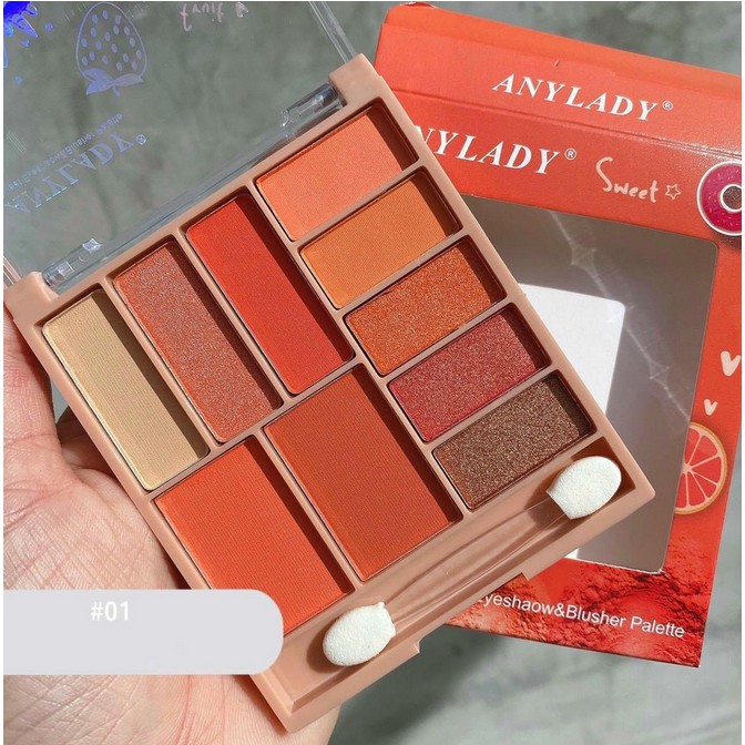 Phấn mắt Anylady 10 ô có má hồng