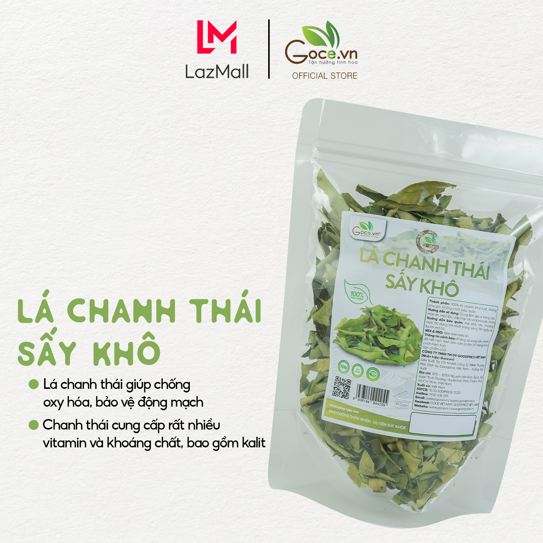 Lá chanh thái sấy khô Goce - 20g