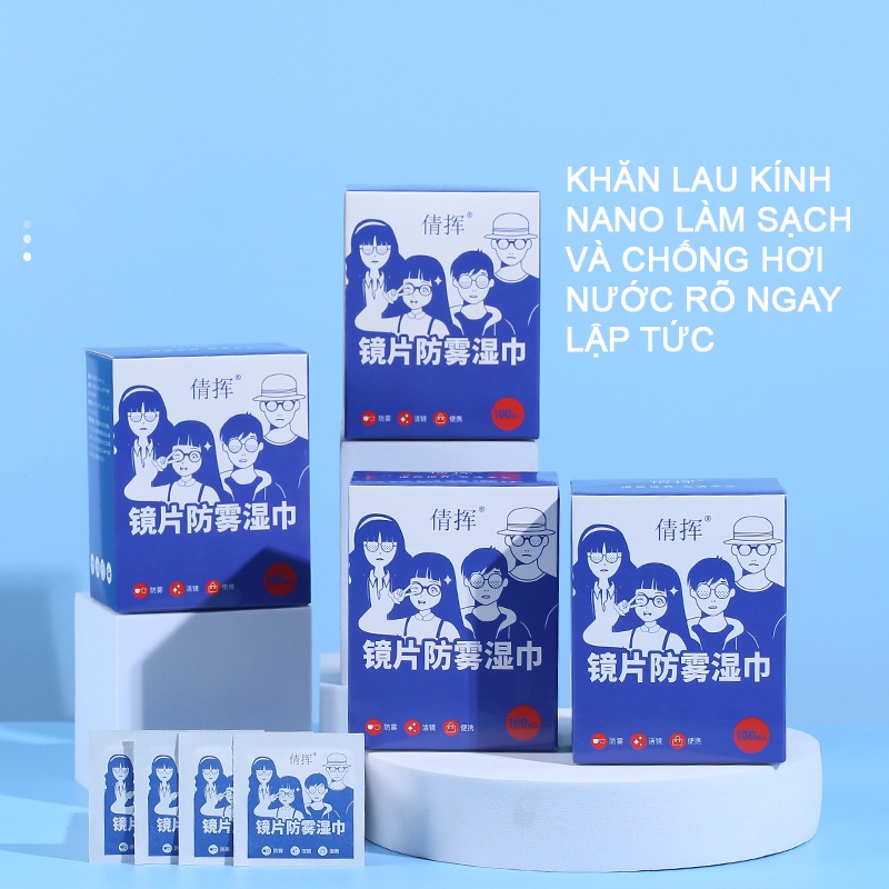 Hộp 100 khăn lau kính Nano chống mờ