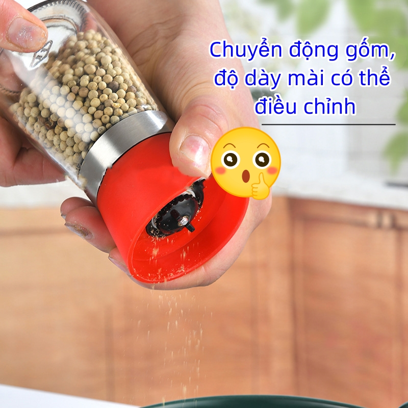 Lọ xay hạt tiêu cầm tay, lọ/cối xay tiêu lưỡi sắc bén, dộ dày bột mài có thể điều chỉnh-HAUSE