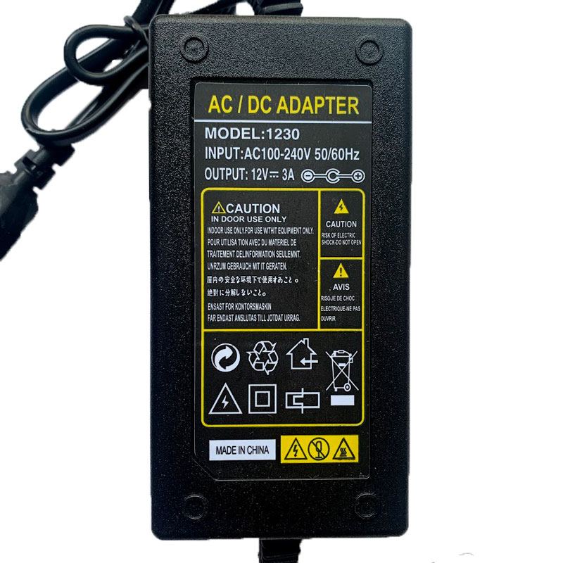 Bộ nguồn nhựa adapter 12V-5A,3A,2A (DC) (Đen)