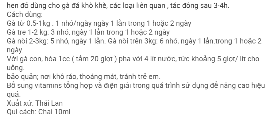 hen đỏ cho gà đá khò khè