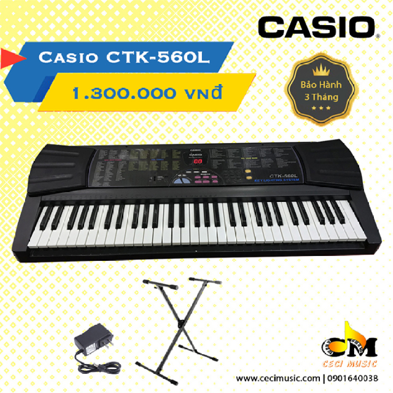 Đàn Organ Casio CTK560L Like new 90%.Hàng nội địa Nhật. Bảo hành 3 tháng. Tặng kèm chân đàn 150,000đ