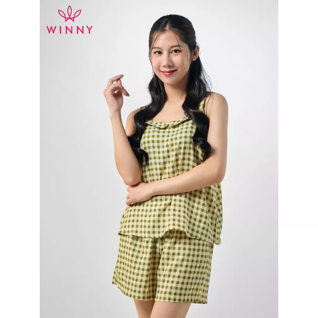 Winny - bộ đồ woven áo dây quần đùi mặc nhà 2mnwo23187h