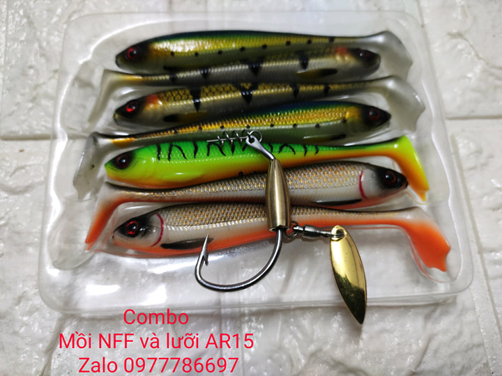 combo mồi mềm NFF và lưỡi Ar15 chuyên câu cá lóc