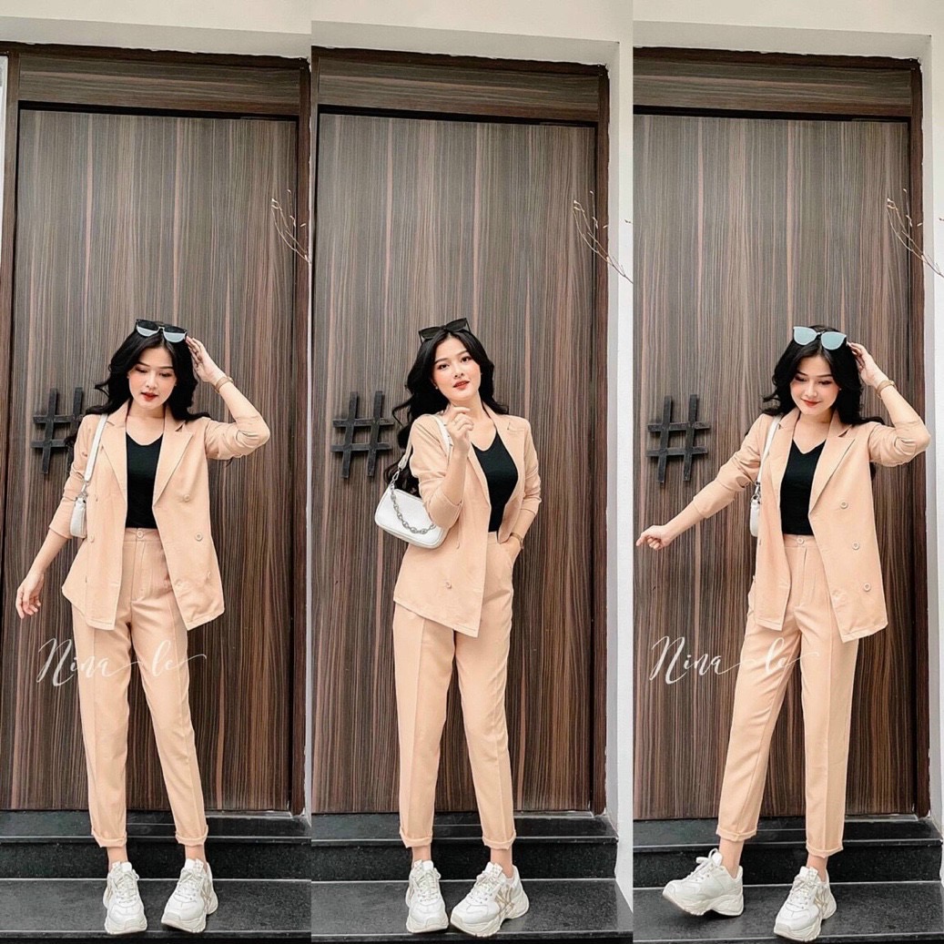 Sét vest dài 3 món thời trang cá tính