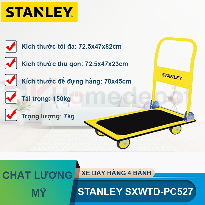 Xe đẩy hàng 4 bánh stanley sxwtd-pc527