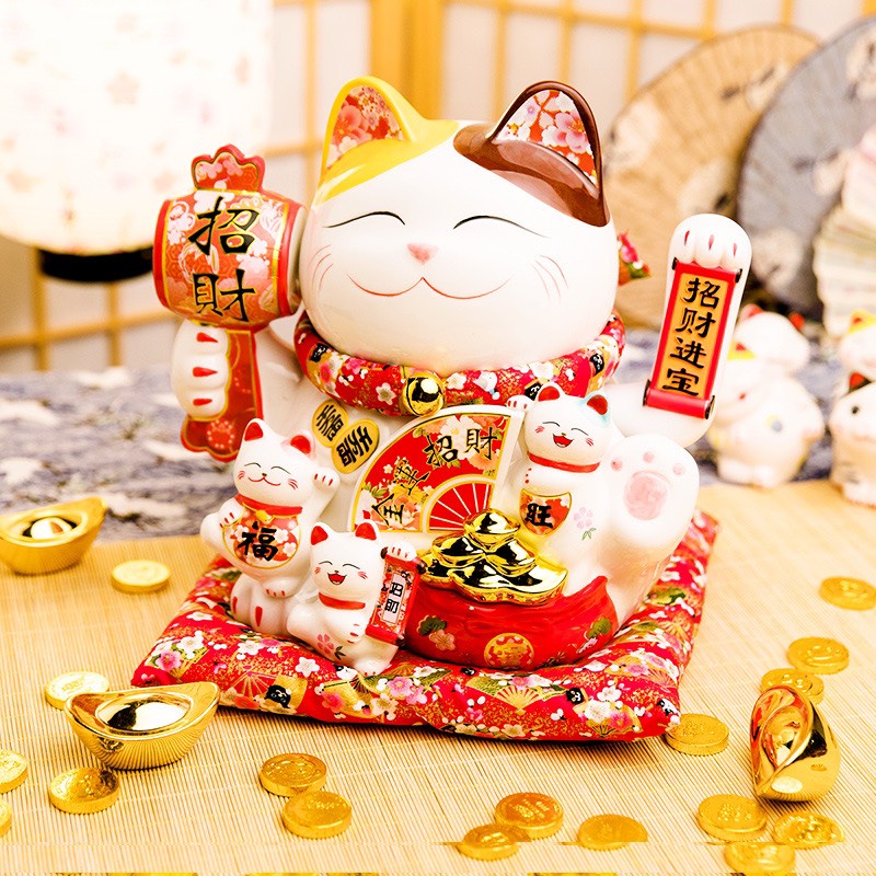 Mèo thần tài, mèo may mắn Neko Maneki vẫy tay chiêu tài chiêu lộc