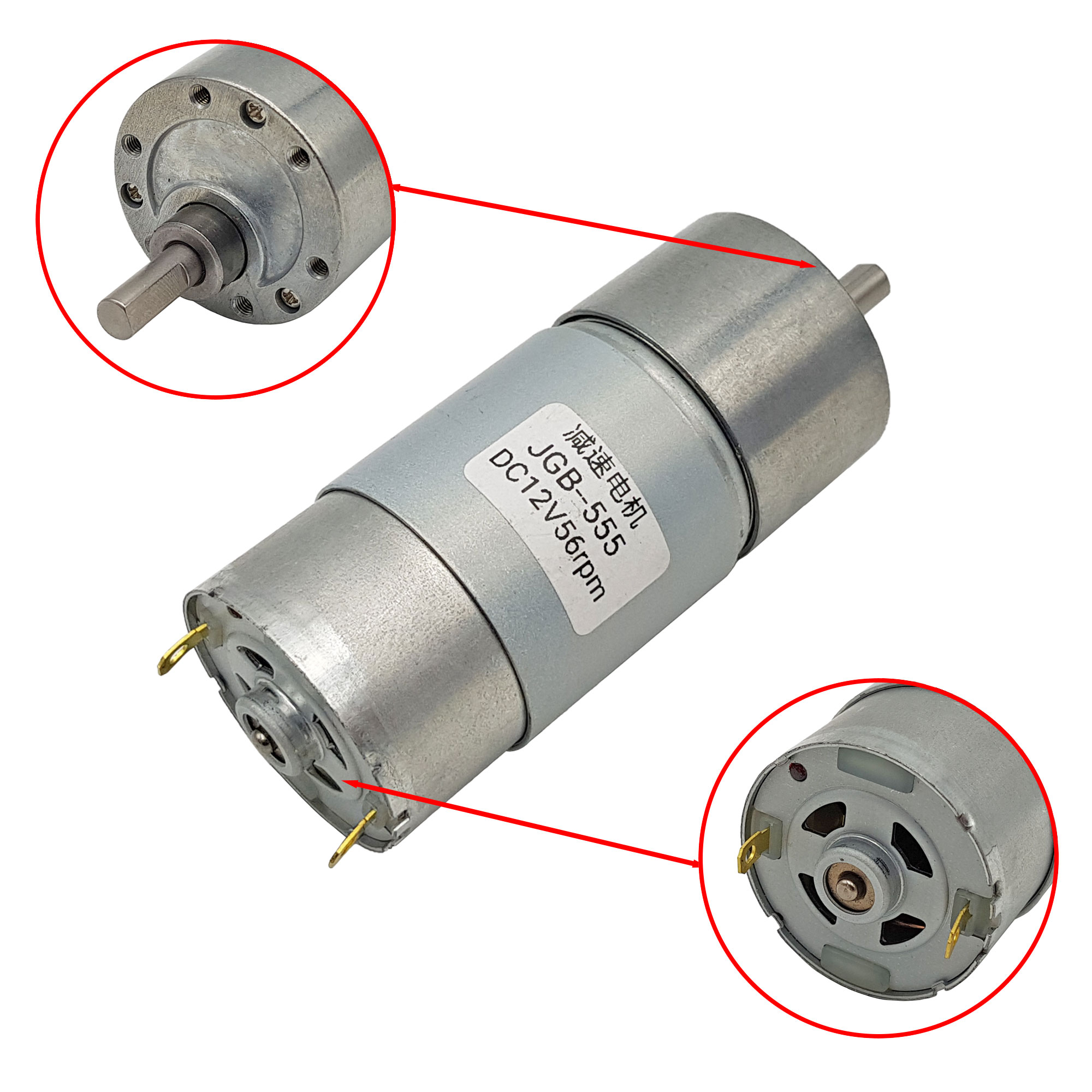 Động cơ giảm tốc 12V JGB37-520 66rpm / JGB37-555 56rpm