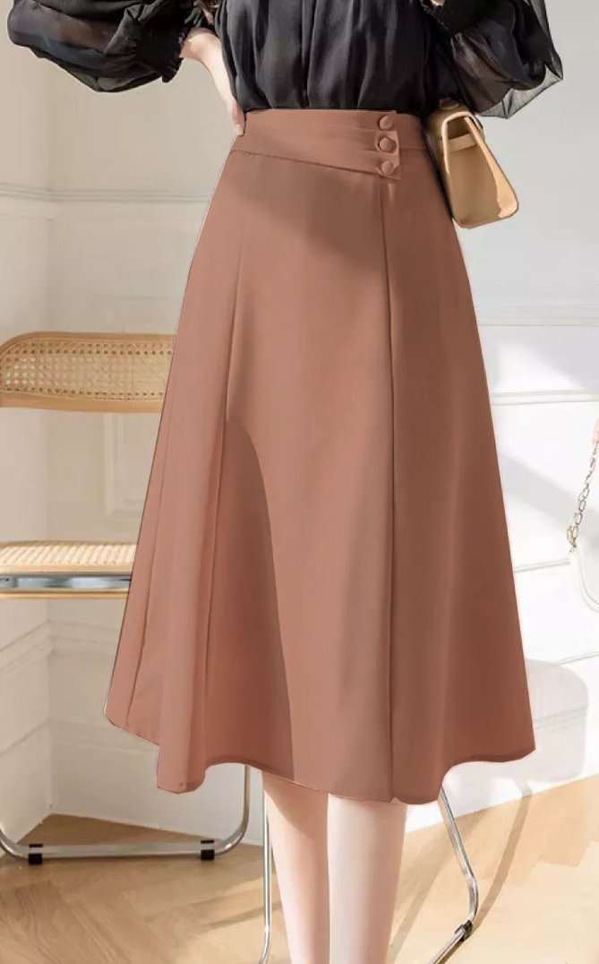 [CHÂN VÁY CÔNG SỞ ĐẸP]Chân Váy Xòe Phối Nút Công Sở Cách Điệu Lưng (váy dài 67cm)
