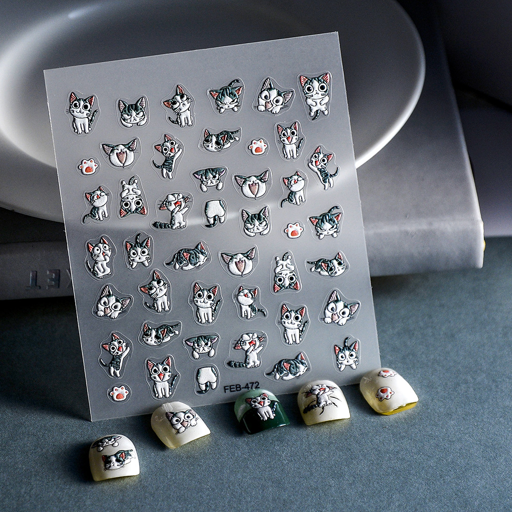 Sticker Lụa Nổi 5D | Bé Mèo Chii | Hình Dán Móng Tay