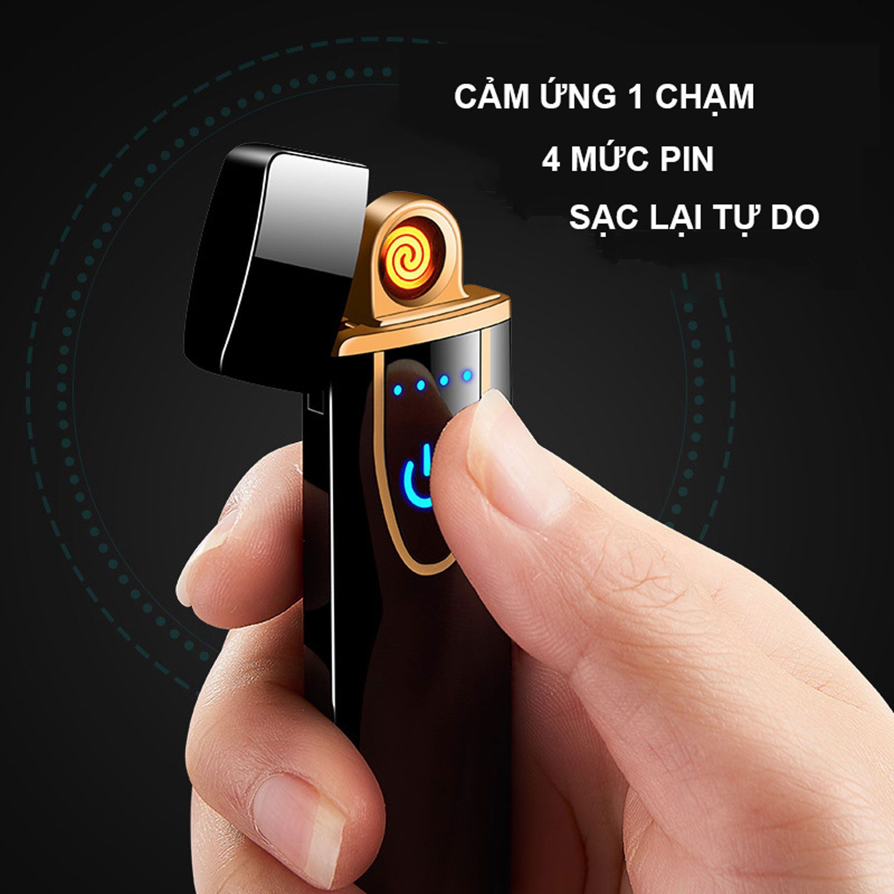 Bật lửa điện, bật lửa mini, bật lửa cute cảm ứng 1 chạm, bật lửa chống gió, bật lửa sạc pin
