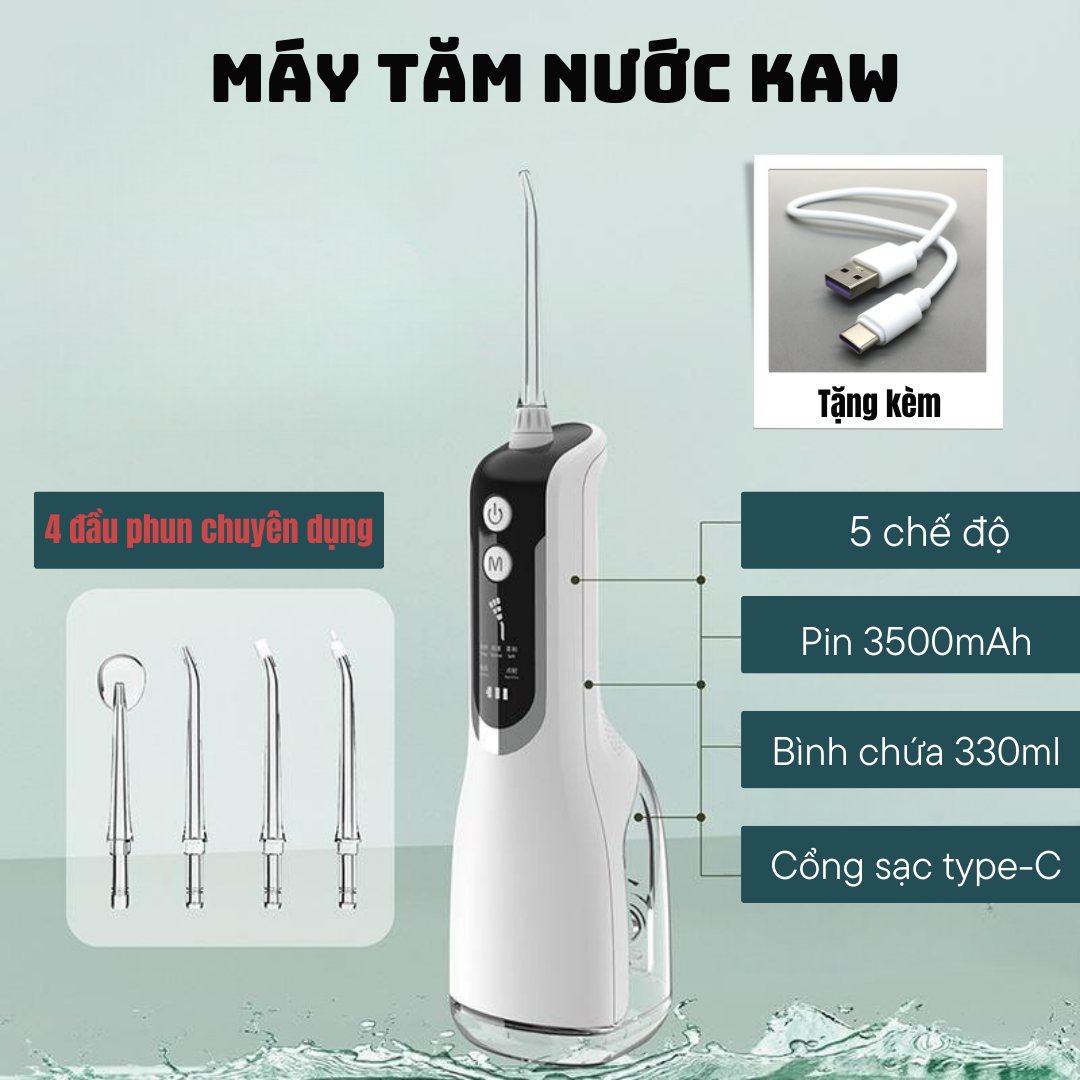  Máy Tăm Nước KAW Hàng Chính Gãng Fullbox Phụ Kiện Kèm 4 Đầu Tăm Khác Nhau Cho Mọi Loại Răng bảo hành tại  VINEMART SG 