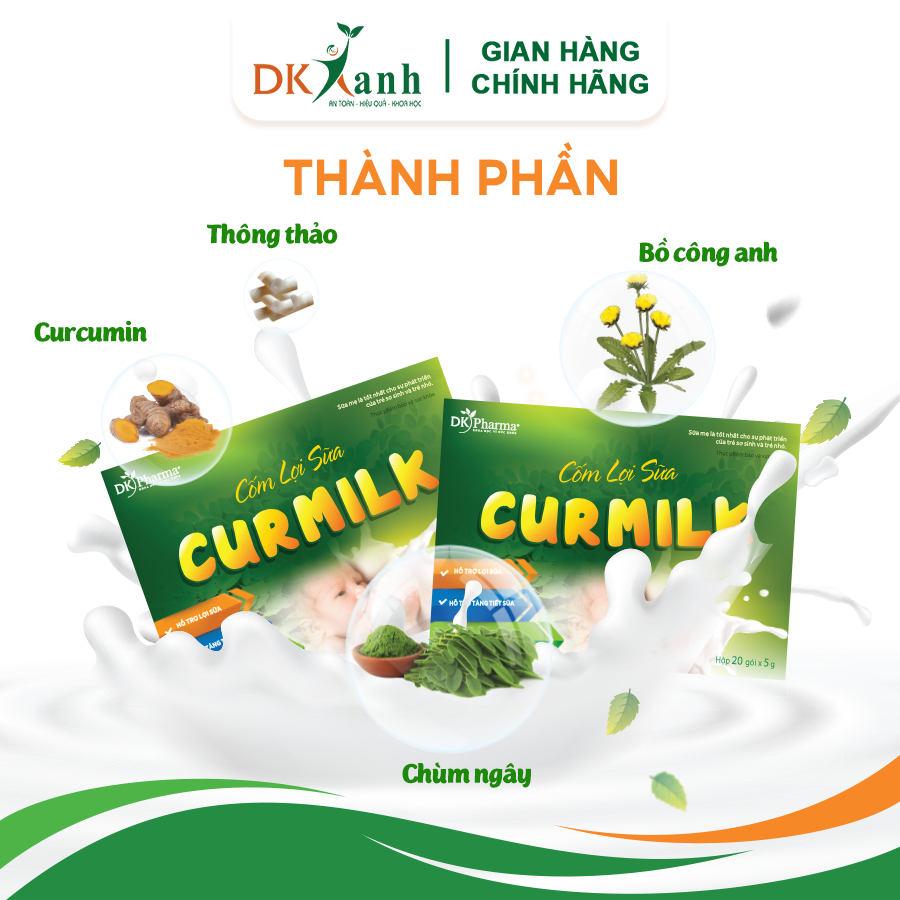 Cốm lợi sữa Curmilk - DK Pharma (hộp 20 gói)