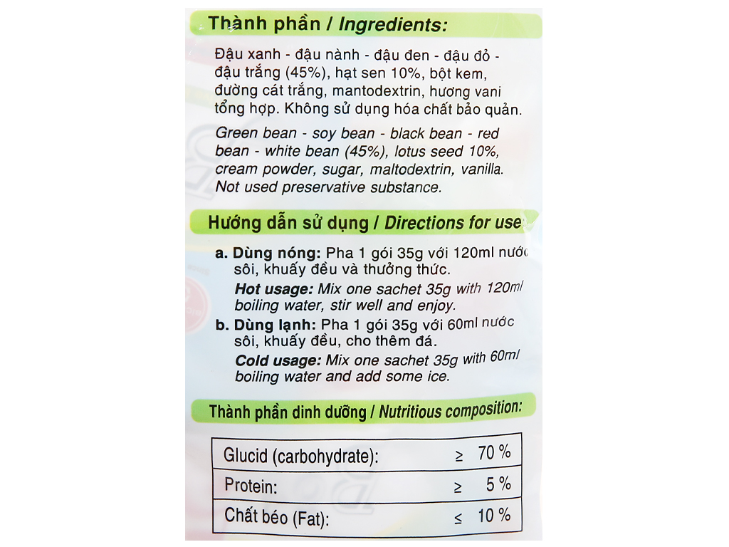 [350g] BỘT 5 THỨ ĐẬU HẠT SEN [VN] BÍCH CHI Five Bean Powder with Lotus Seed (btn-hk)