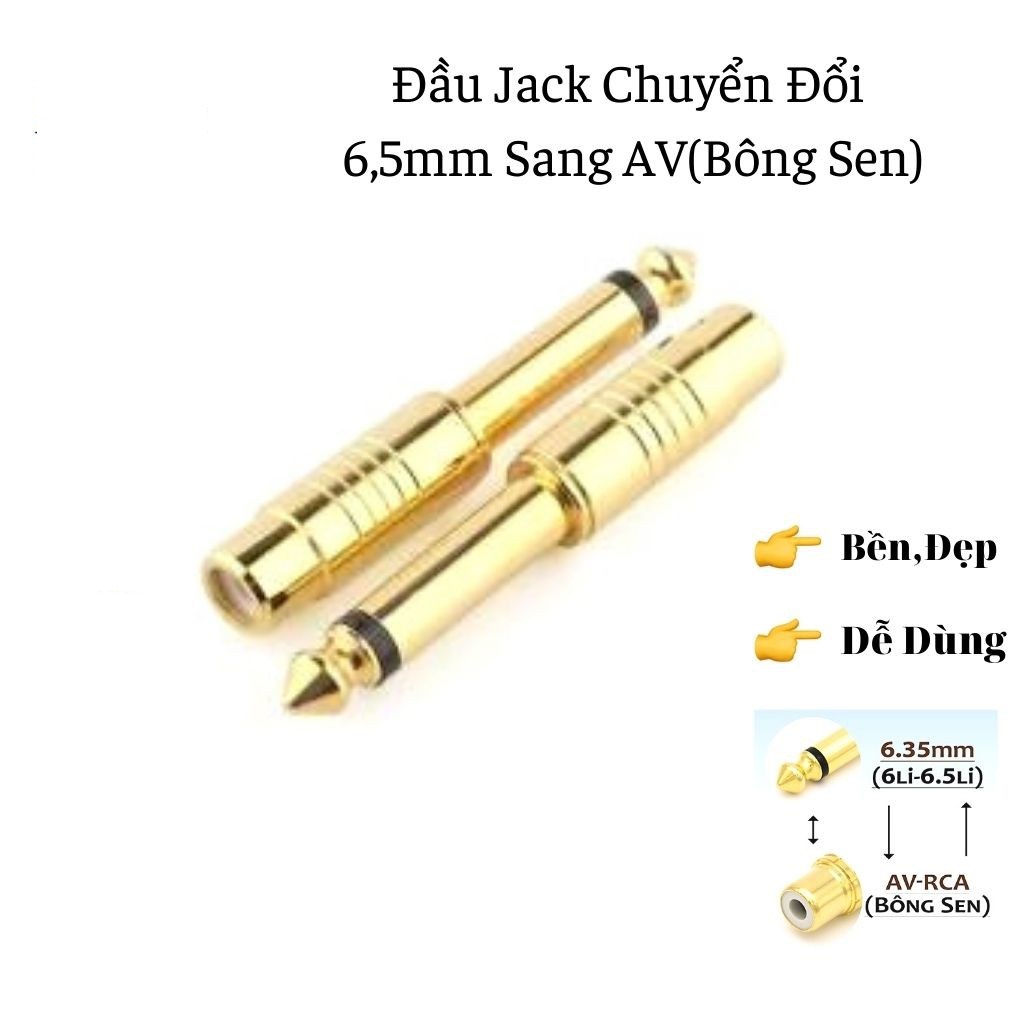 [HCM]COMBO 2 ĐẦU CHUYỂN TỪ JACK 6.5LY RA BÔNG SEN RCA CÁI
