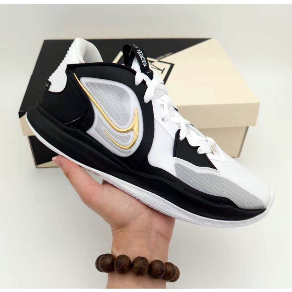 ✓Original ΝΙΚΕ Kyri- 5 Low White Black Gold Fashion Basketball Shoes  Leisure Sports Shoes 