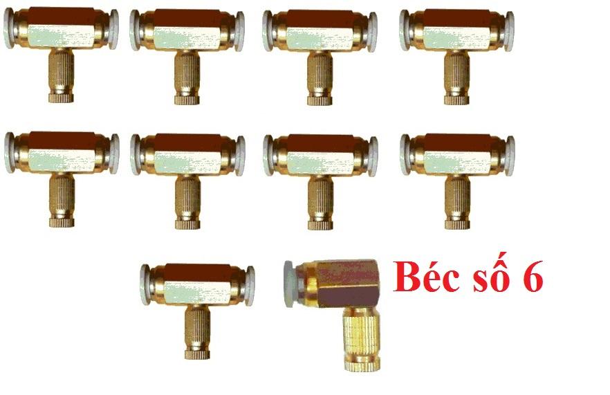Bộ 10 đế đồng + béc phun sương tưới lan/hoa/rau (béc số 4 số 5 số 6 số 8)