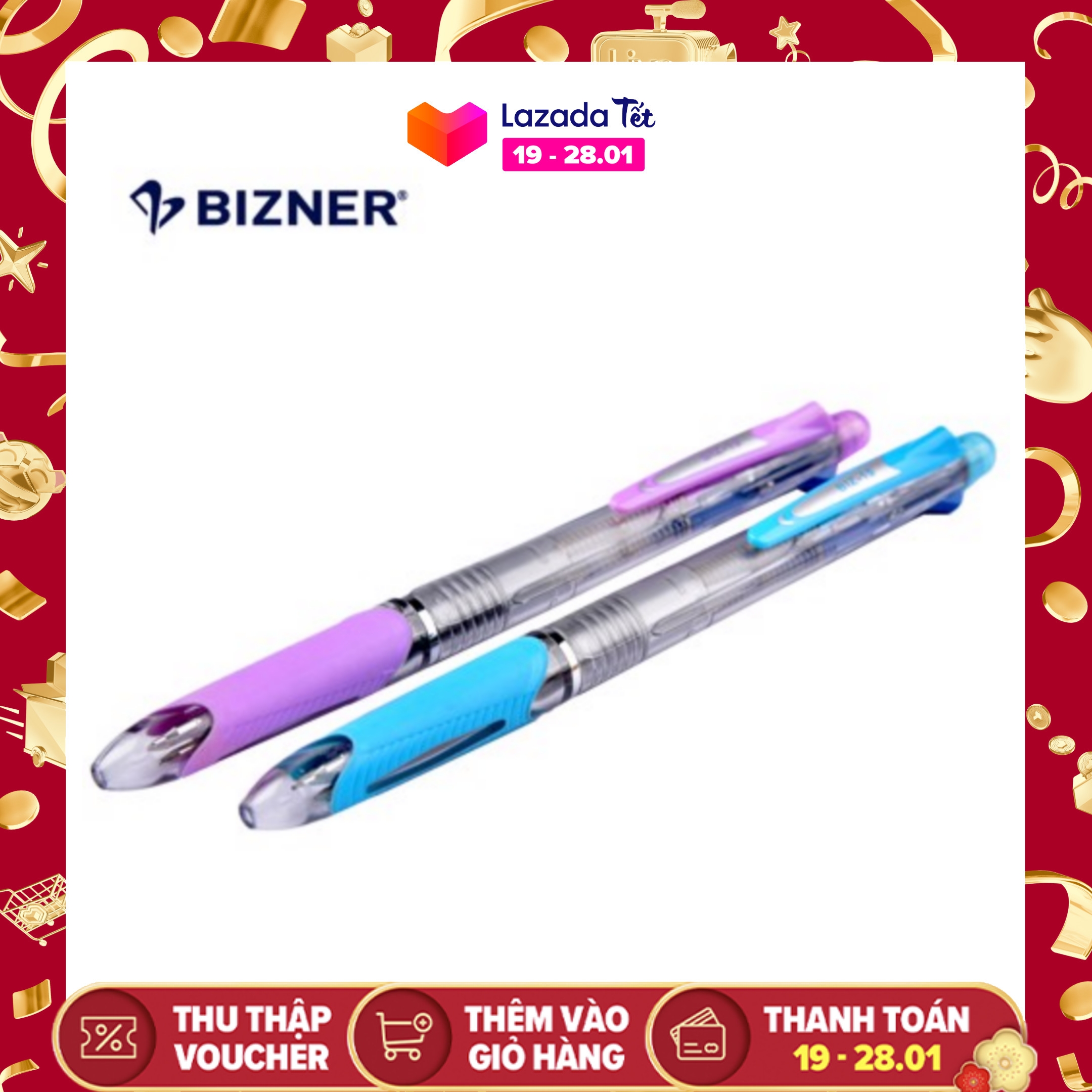 [HCM]Bút Đa Năng Bizner 4 In 1 - 2 bút bi mực xanh 1 bút chì bấm 1 gôm tẩy mini (vỉ 1 cây)