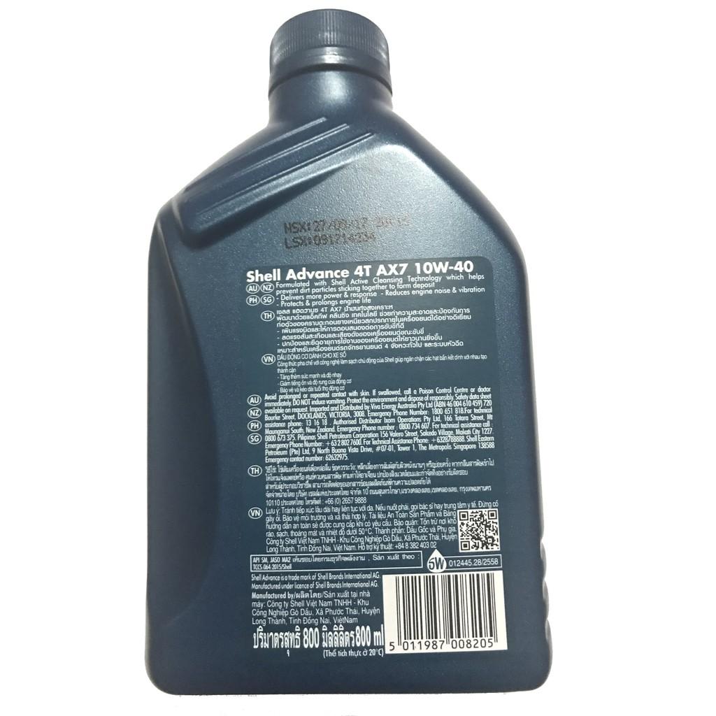 [HCM][ Nhớt xe số ]SHELL ADVANCE AX7 10W40 0.8L