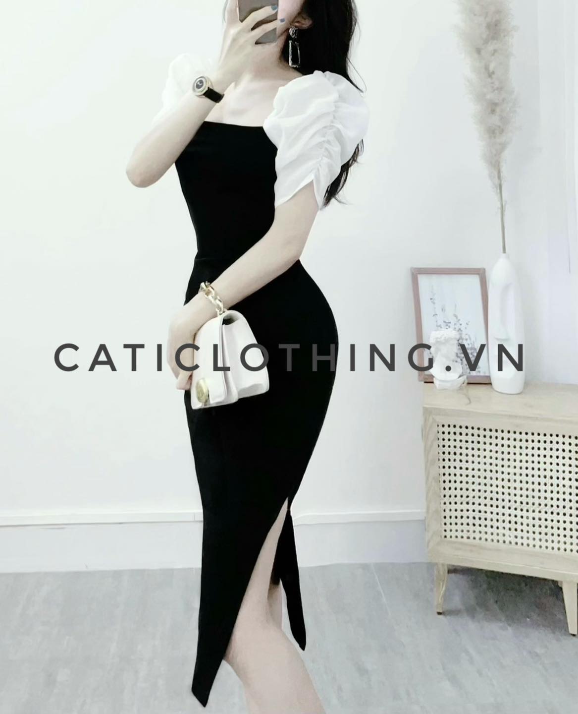 CATI Đầm umi phối tay tơ (2096)