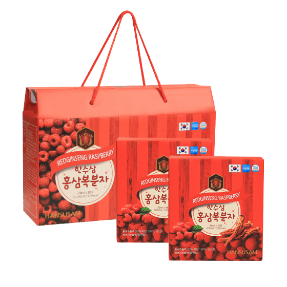 Nước Chiết Xuất Phúc Bồn Tử Hồng Sâm HANSUSAM Hộp 20 Gói x 70ml - Quà Biếu - Tăng cường sức khỏe