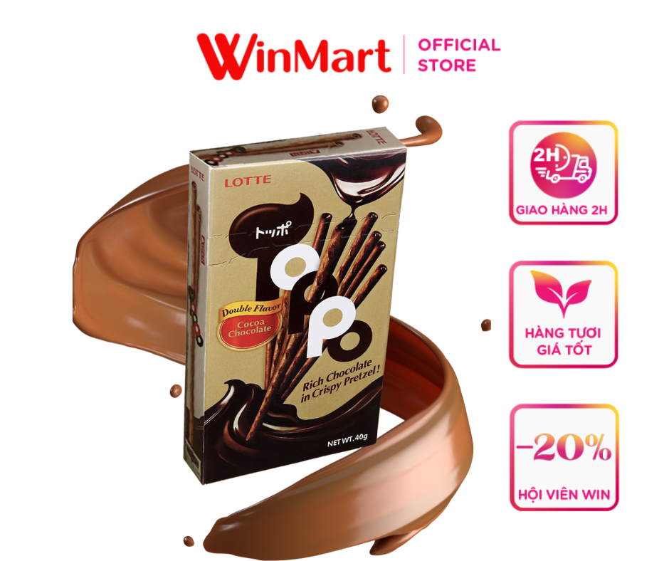 - bánh que nhân sô cô la toppo gói 132g