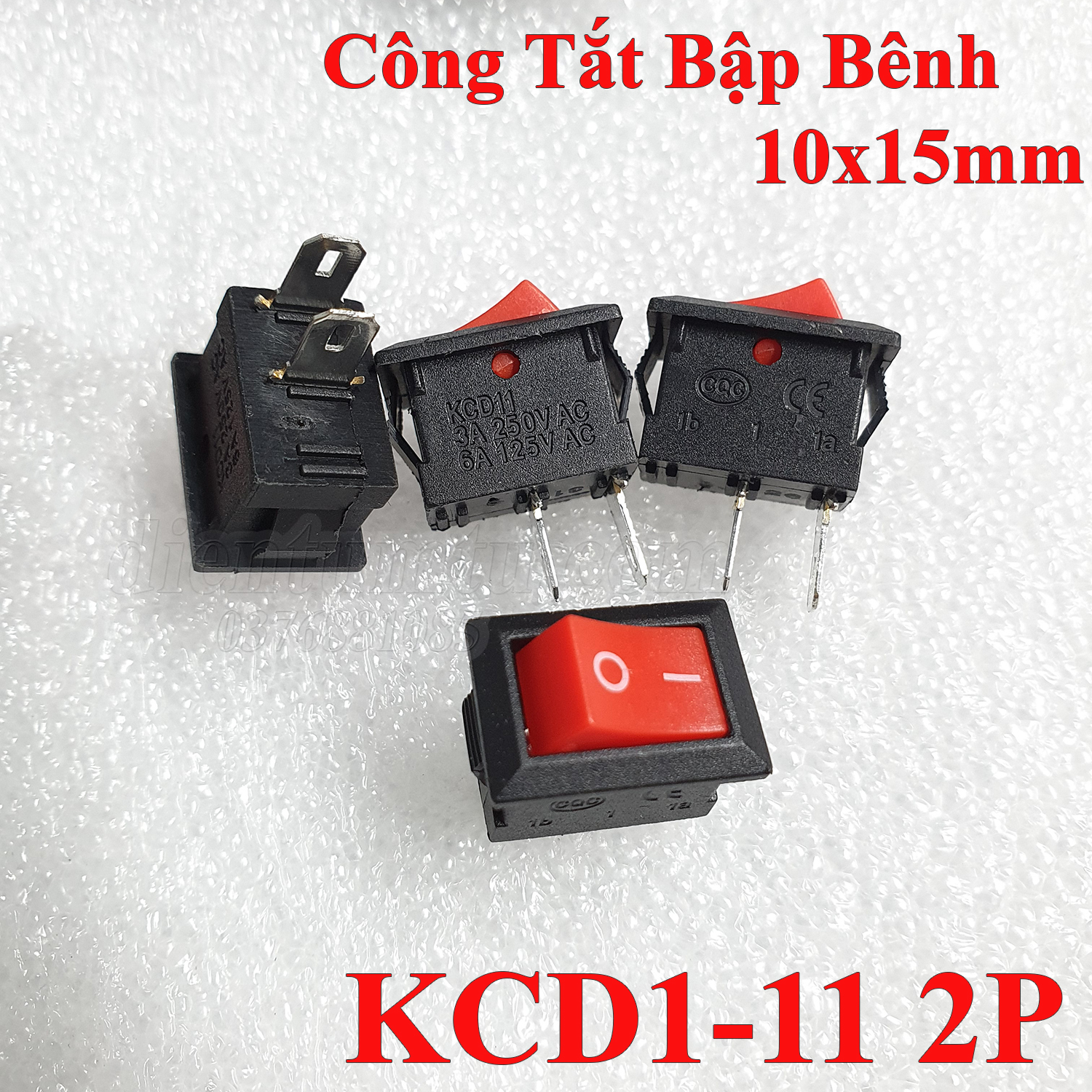 Công tắt bập bênh - nhỏ - 2 chân - kcd1-11 2p - 250v 3a 10x15mm