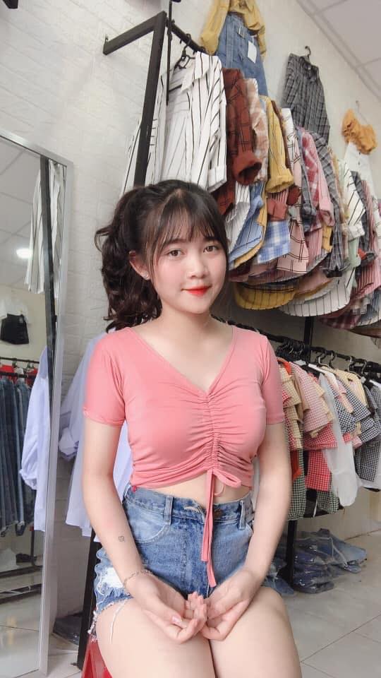 Áo Croptop Tay ngắn rút dây