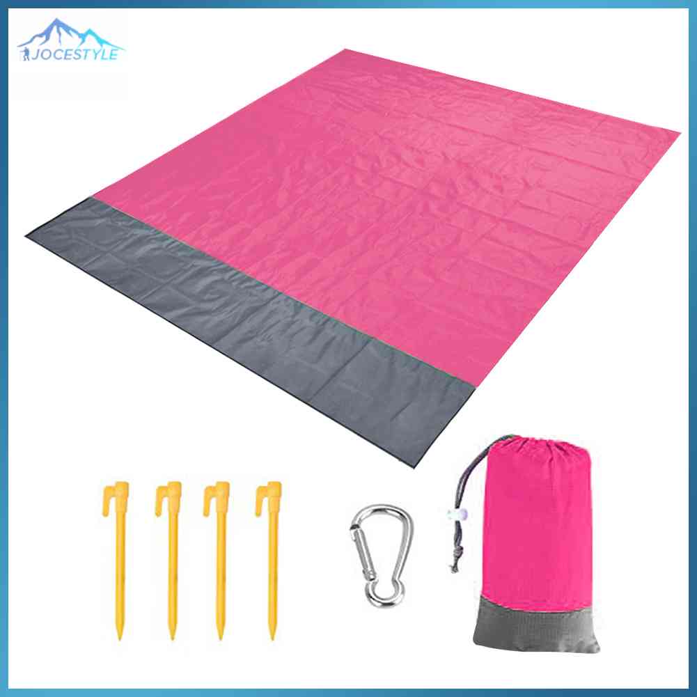 Waterproof Portable Camping Mat Folding Beach Blanket Outdoor Picnic Ground Mat Mattress 200x140cm-Army Green/Pink