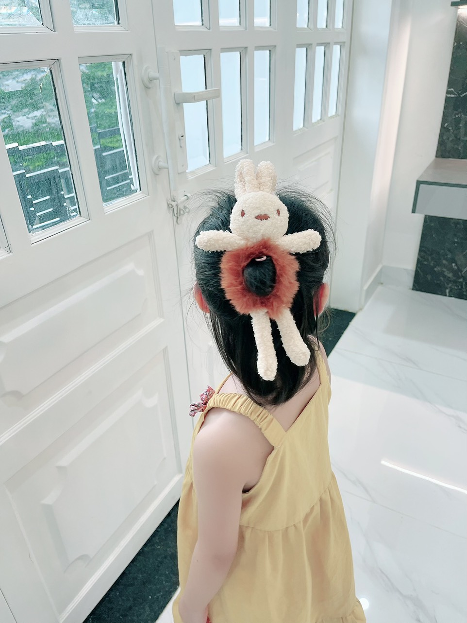Dây cột tóc hình thỏ bông 3D xinh xắn đáng yêu