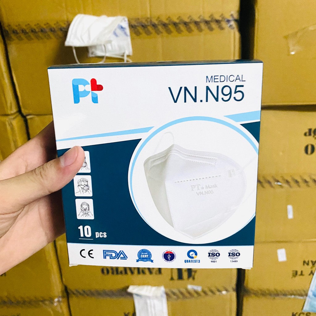 Hộp 10 cái khẩu trang N95 kháng khuẩn chính hãng của VNN95