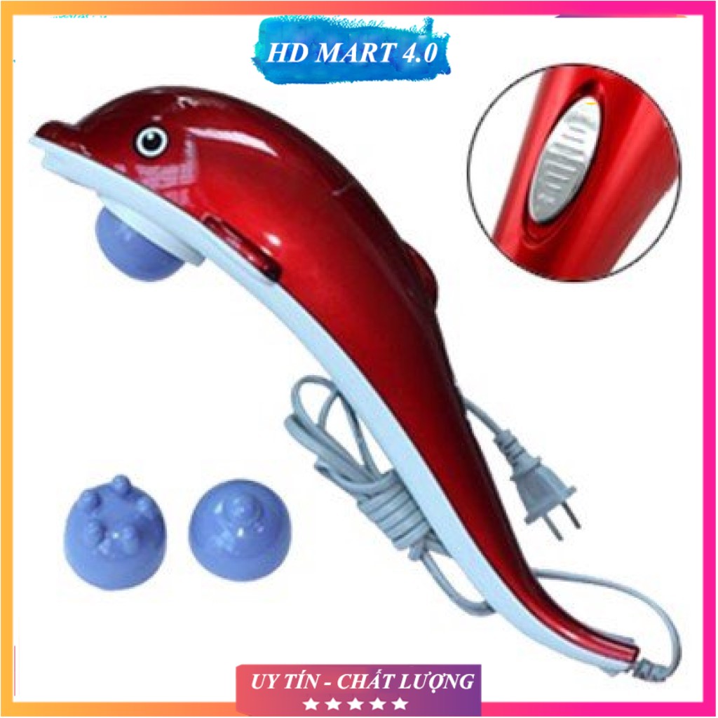 Máy mɑssage cá heo, máy mát xa cầm tay, máy đấm lưng cá heo cầm tay loại lớn 3 đầu - bảo hành 12 tháng