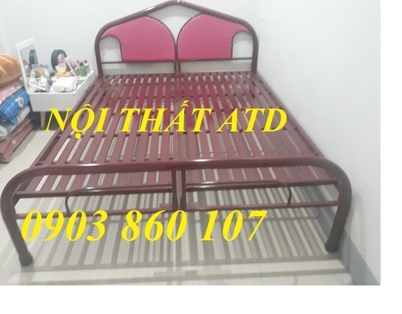 Giường sắt giá rẻ đầy đủ kích thước - giường sắt cao cấp đủ kích thước y hình 100% HCM