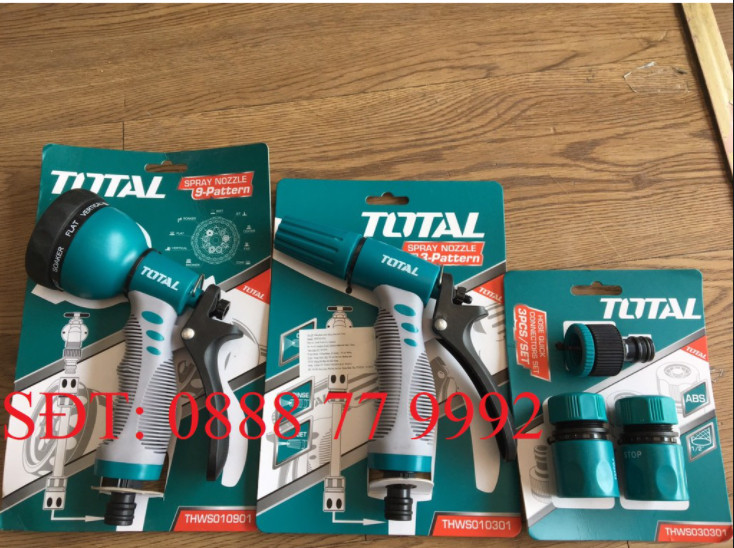 COMBO VÒI XỊT TƯỚI CÂY  TOTAL THWS010301+ ĐẦU PHUN THWS010901+ BỘ 3 KHỚP NỐI THWS030301