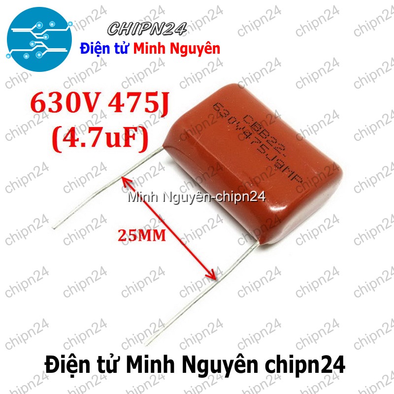 [2 con] (F233) Tụ CBB 630V 475J P=25mm (475 4.7uF) - HH004925