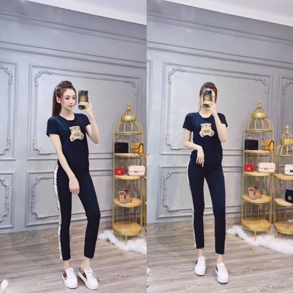[HCM]SET BỘ THỜI TRANG DÀI PHỐI SỌC THIÊU GẤU DỄ THƯƠNG