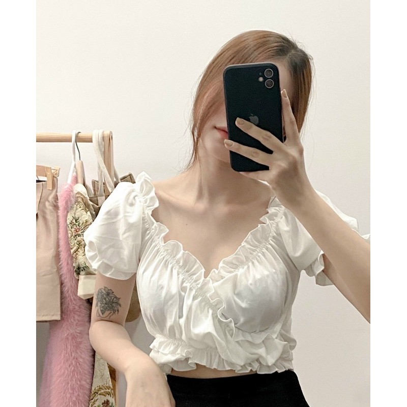 [HCM]Áo Croptop Bèo Cánh Tiên Chéo Bụng