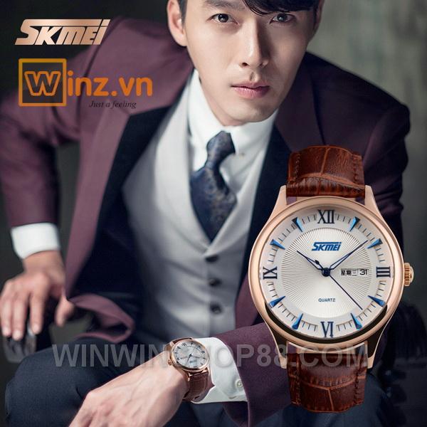 Đồng hồ Nam dây da SKMEI 9091 (Nâu).