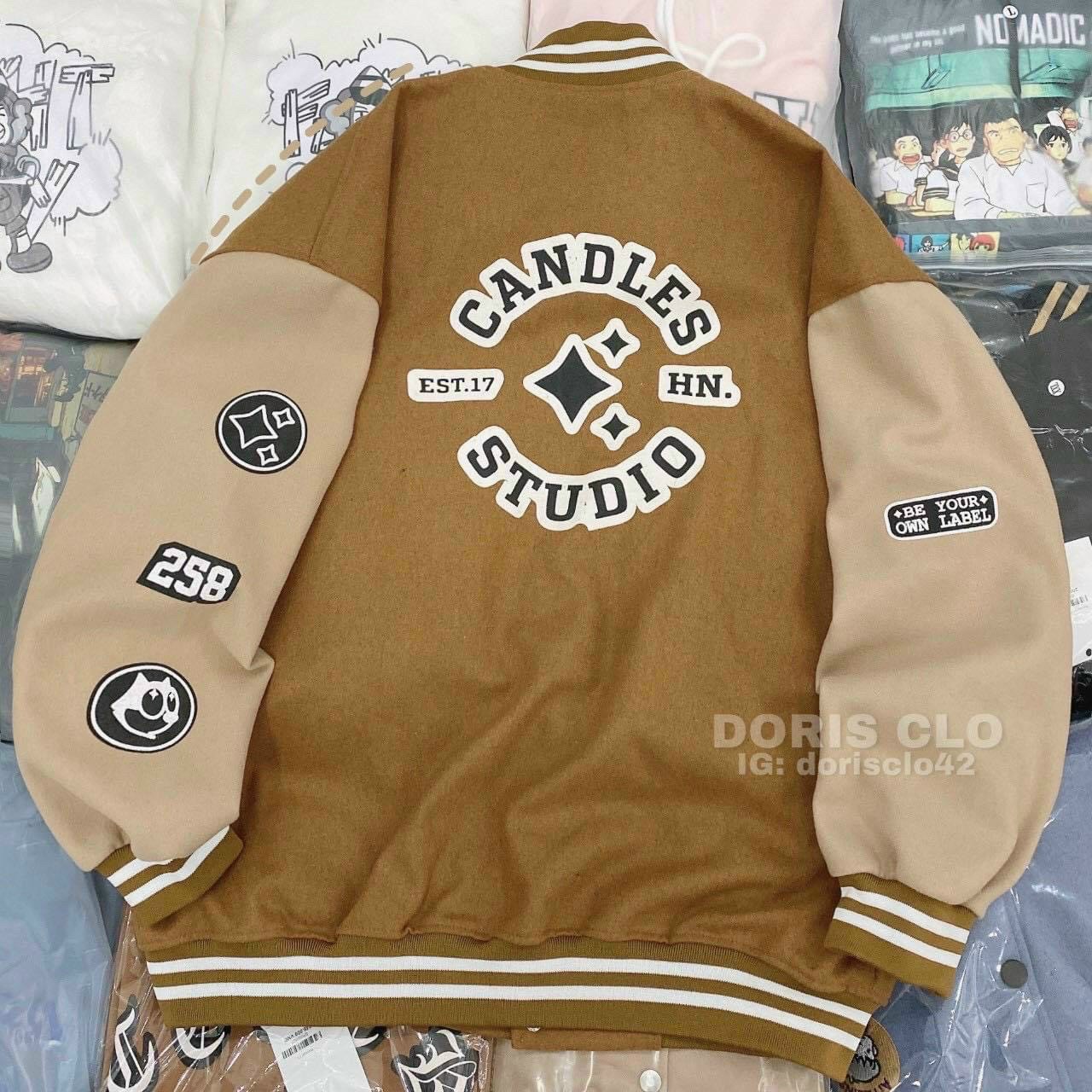 Áo Khoác Nỉ Bomber CANDLES STUDIO Nam Nữ Thời Trang