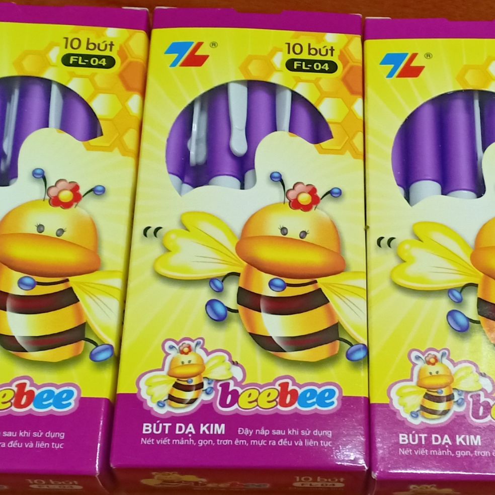 Hộp 10 cây bút dạ kim Thiên Long TL FL04 - Bút bee bee (Tím) -